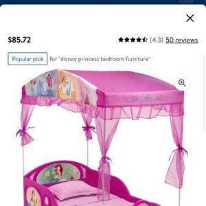 Disney Toddler canopy only! Has belle,aurora,Snow White and Cinderella
